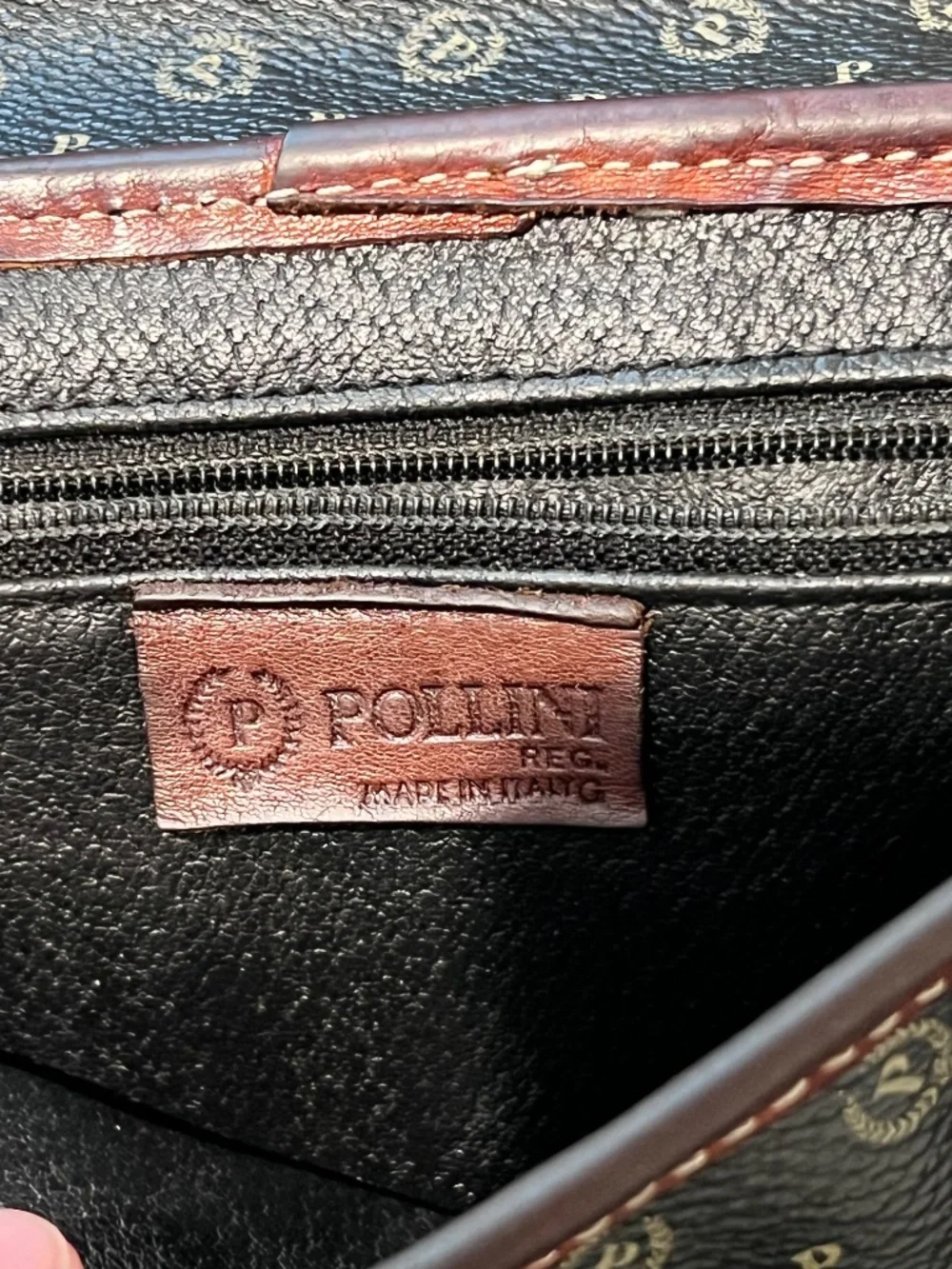 Vintage Pollini Made in Italy Monogram Leather Crossbody Bag